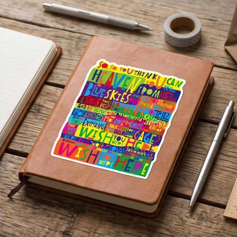 Pink Floyd Sticker - Pink Floyd Wish You Were Here Limited Edition Art Print Signed LyricArt Pink Floyd Sticker - Pink Floyd Wish You Were Here Limited Edition Art Print Signed LyricArt