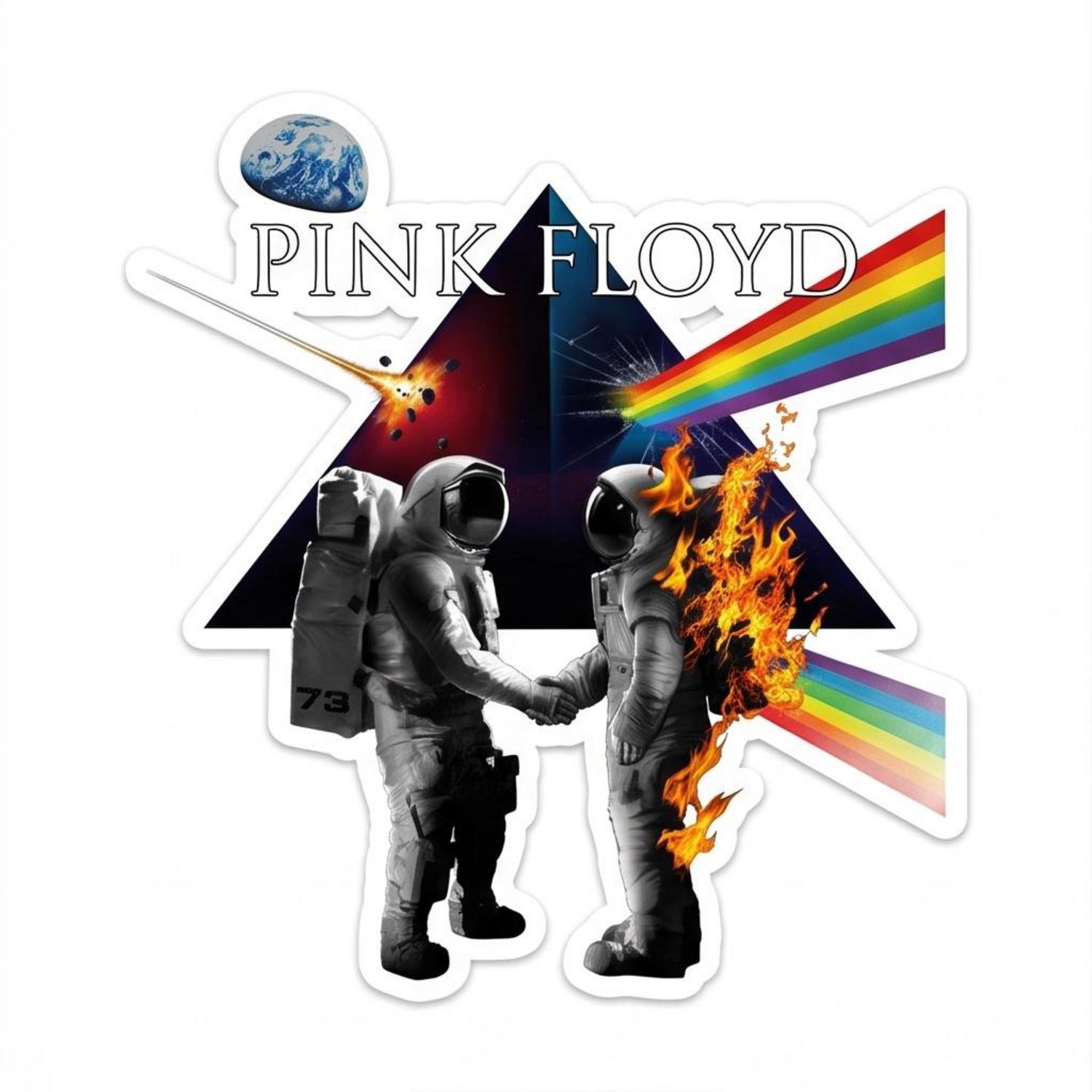 Pink Floyd Sticker - Wish You Were Here DSOTM Astronaut Handshake Pink Floyd Sticker - Wish You Were Here DSOTM Astronaut Handshake