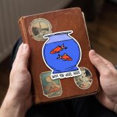 Pink Floyd Sticker - Wish You Were Here lost souls in Fish Bowl Doodle Art