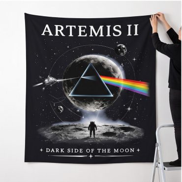 Pink Floyd Tapestry - Artemis II Dark Side of the Moon Space Mission