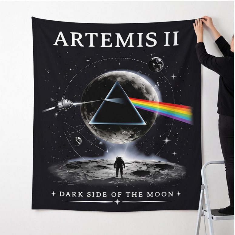 Pink Floyd Tapestry - Artemis II Dark Side of the Moon Space Mission