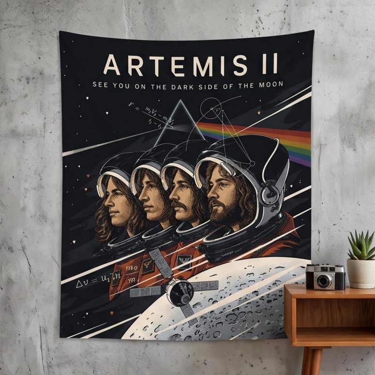 Pink Floyd Tapestry - Artemis II See You On The Dark Side Of The Moon
