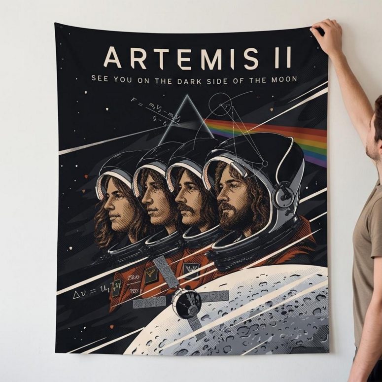 Pink Floyd Tapestry - Artemis II See You On The Dark Side Of The Moon