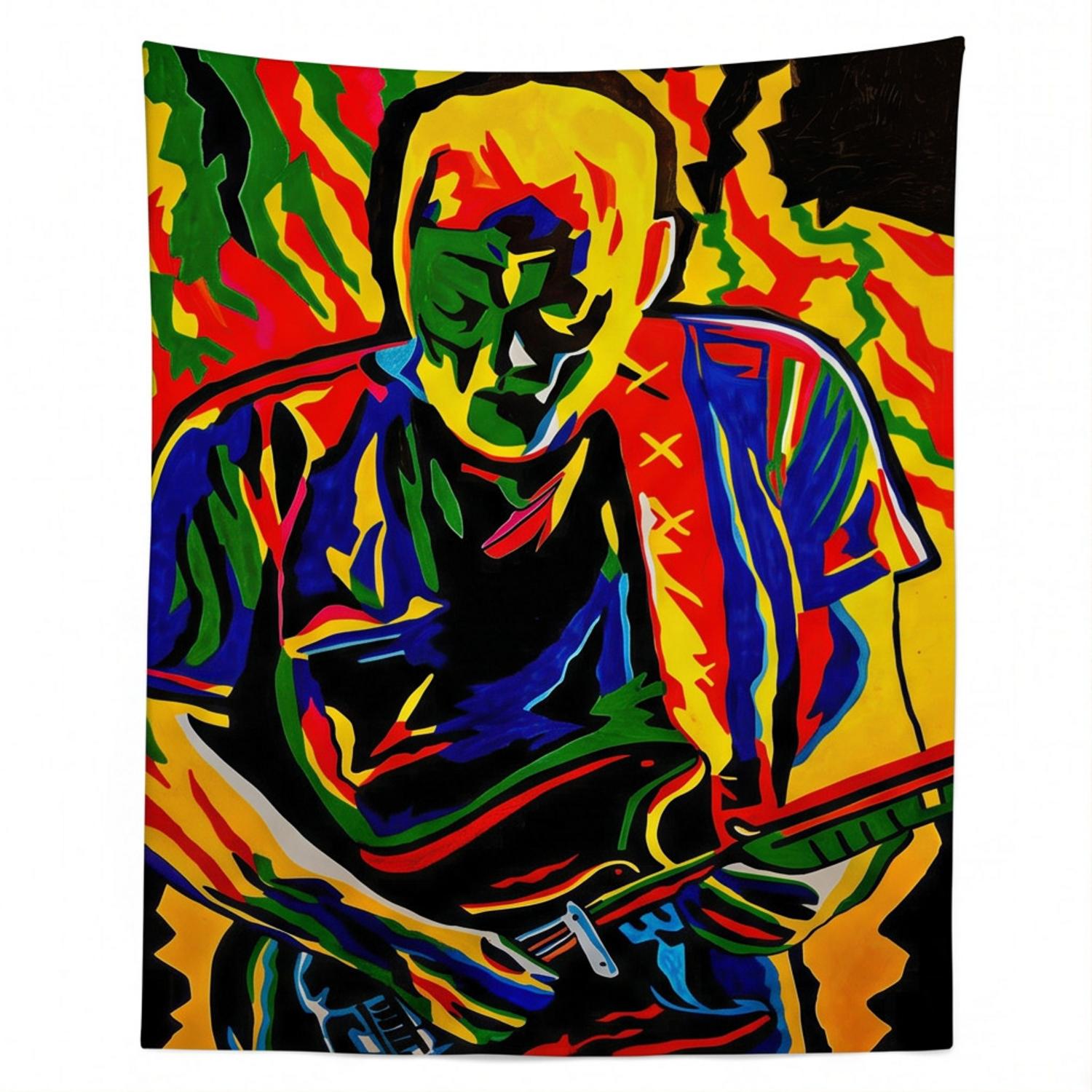 Pink Floyd Tapestry - David Gilmour Legend Abstract Art Pink Floyd Tapestry - David Gilmour Legend Abstract Art