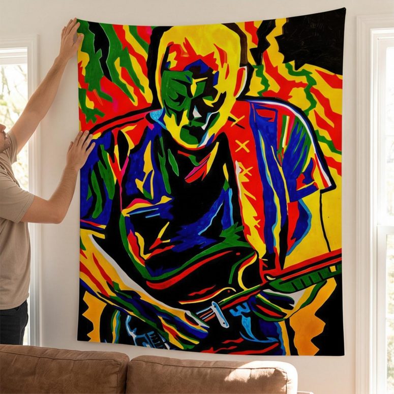 Pink Floyd Tapestry - David Gilmour Legend Abstract Art Pink Floyd Tapestry - David Gilmour Legend Abstract Art