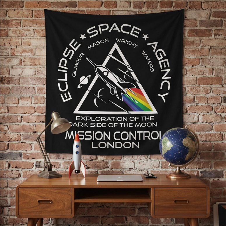 Pink Floyd Tapestry - Eclipse Space Agency Exploration of TDSOTM Mission Control London Pink Floyd Tapestry - Eclipse Space Agency Exploration of TDSOTM Mission Control London