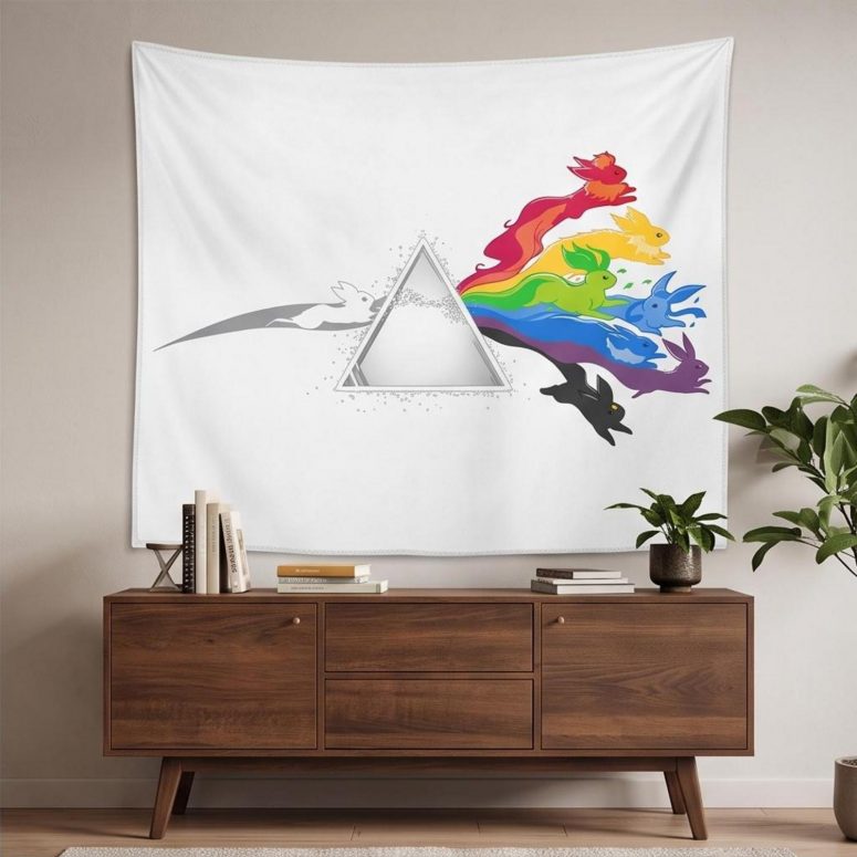 Pink Floyd Tapestry - Eeve Evolution Dark Side Of The Moon Pokemon