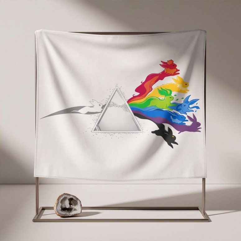 Pink Floyd Tapestry - Eeve Evolution Dark Side Of The Moon Pokemon