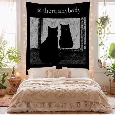 Pink Floyd Tapestry - Is There Any Body Out There Funny Witchy Cat