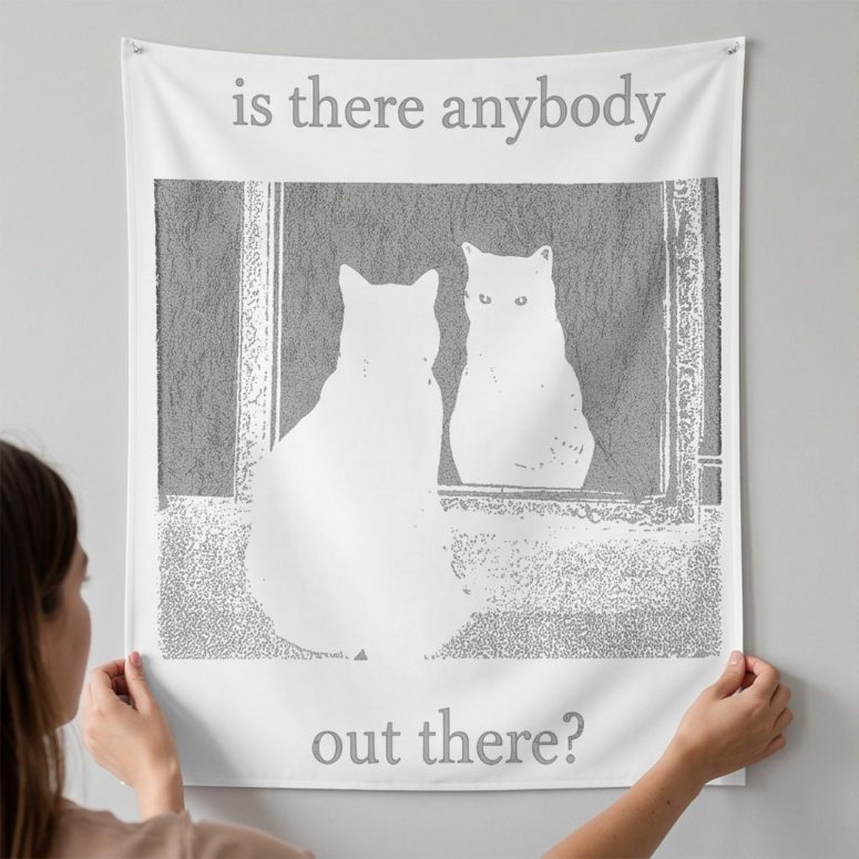 Pink Floyd Tapestry - Is There Any Body Out There Funny Witchy Cat