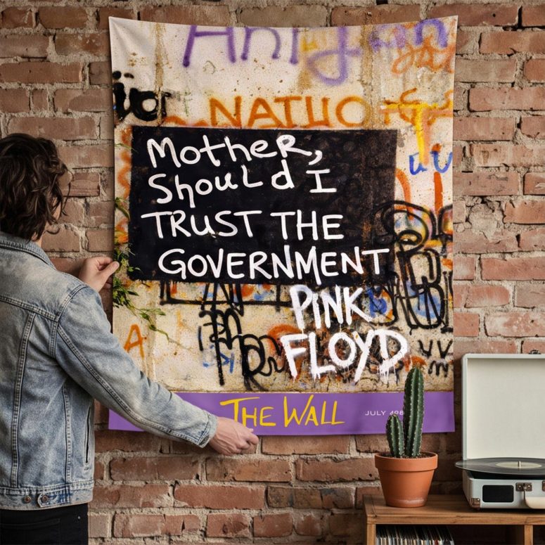 Pink Floyd Tapestry - Mother Should I Trust The Government Berlin Wall 1990
