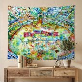 Pink Floyd Tapestry - Pink Floyd in concert at Pompeii Watercolor Pink Floyd Tapestry - Pink Floyd in concert at Pompeii Watercolor