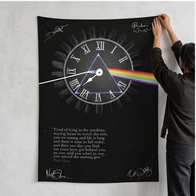 Pink Floyd Tapestry - Pink Floyd quote Time Art Pre Signed Pink Floyd Tapestry - Pink Floyd quote Time Art Pre Signed