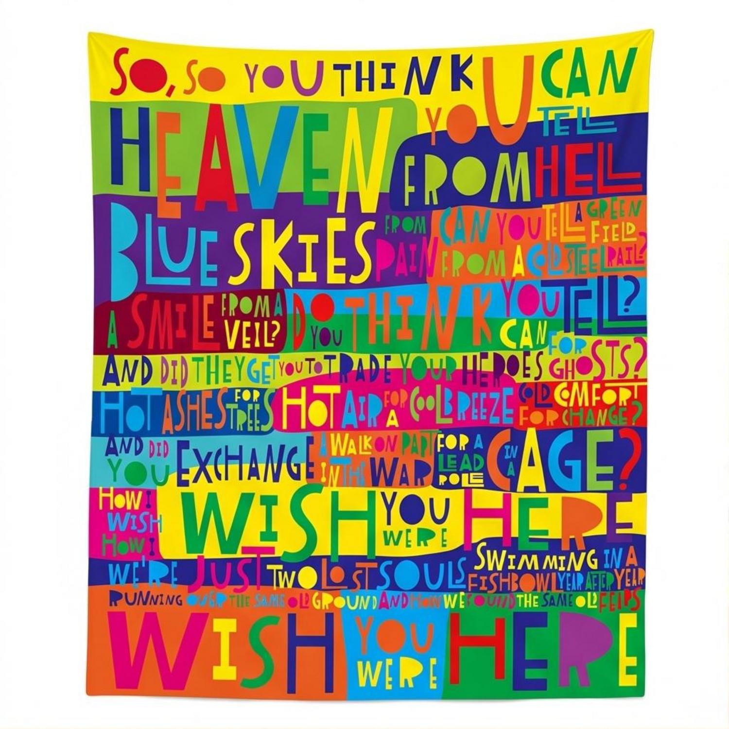 Pink Floyd Tapestry - Pink Floyd Wish You Were Here Limited Edition Art Print Signed LyricArt Pink Floyd Tapestry - Pink Floyd Wish You Were Here Limited Edition Art Print Signed LyricArt