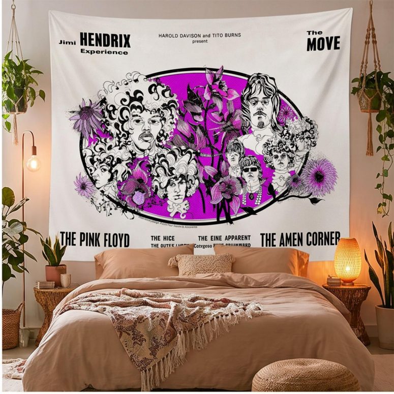 Pink Floyd Tapestry - Tallenge Pink Floyd And Jimi Hendrix 1967 Vintage UK Concert Pink Floyd Tapestry - Tallenge Pink Floyd And Jimi Hendrix 1967 Vintage UK Concert