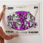 Pink Floyd Tapestry - Tallenge Pink Floyd And Jimi Hendrix 1967 Vintage UK Concert Pink Floyd Tapestry - Tallenge Pink Floyd And Jimi Hendrix 1967 Vintage UK Concert