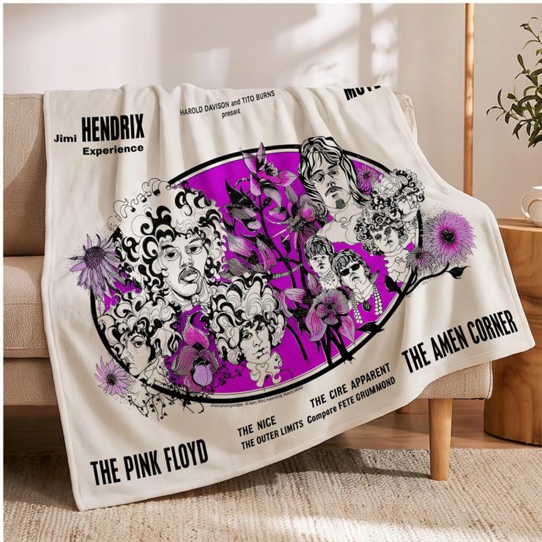 Pink Floyd Tapestry - Tallenge Pink Floyd And Jimi Hendrix 1967 Vintage UK Concert Pink Floyd Tapestry - Tallenge Pink Floyd And Jimi Hendrix 1967 Vintage UK Concert