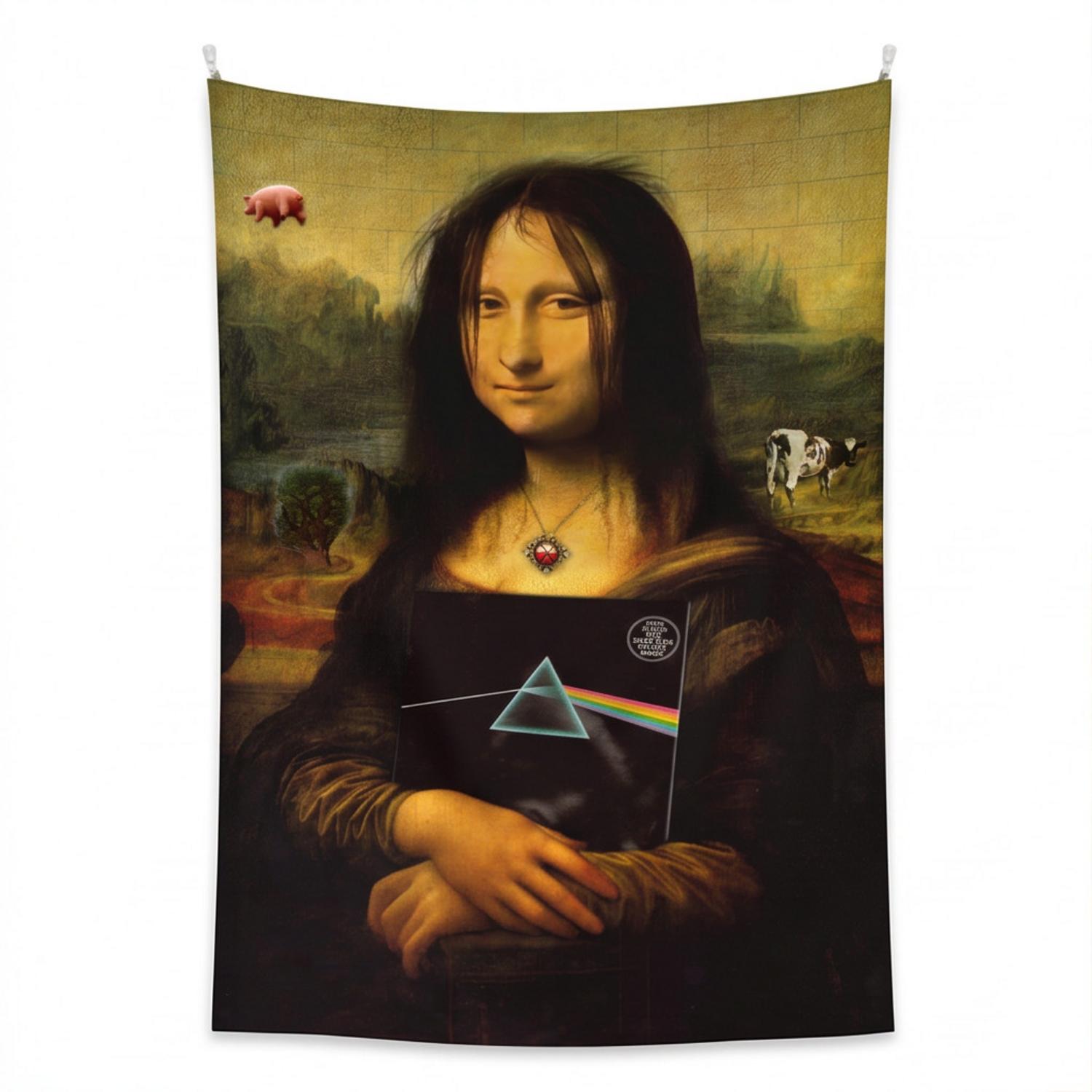 Pink Floyd Tapestry - TDSOTM Vinyl Disk Animals Atom Heart Mother Monalisa Parody Pink Floyd Tapestry - TDSOTM Vinyl Disk Animals Atom Heart Mother Monalisa Parody