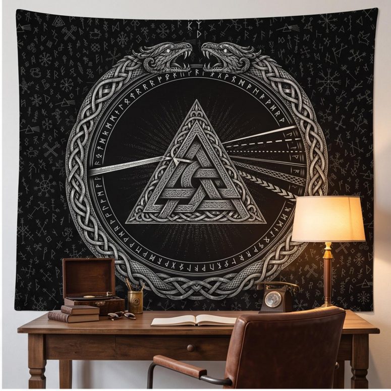 Pink Floyd Tapestry - Viking Valknut Dark Side Of The Moon Pink Floyd Tapestry - Viking Valknut Dark Side Of The Moon