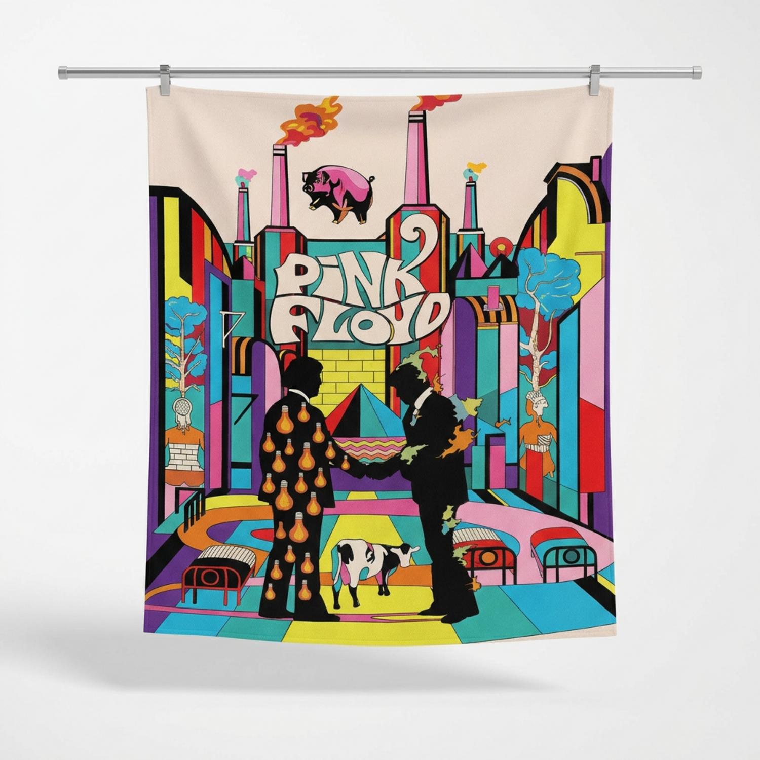 Pink Floyd Tapestry - Wish You Were Here Animals Atom Mother Psychedelic Art Pink Floyd Tapestry - Wish You Were Here Animals Atom Mother Psychedelic Art