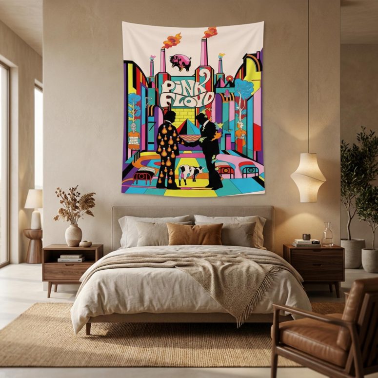 Pink Floyd Tapestry - Wish You Were Here Animals Atom Mother Psychedelic Art Pink Floyd Tapestry - Wish You Were Here Animals Atom Mother Psychedelic Art