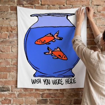Pink Floyd Tapestry - Wish You Were Here lost souls in Fish Bowl Doodle Art