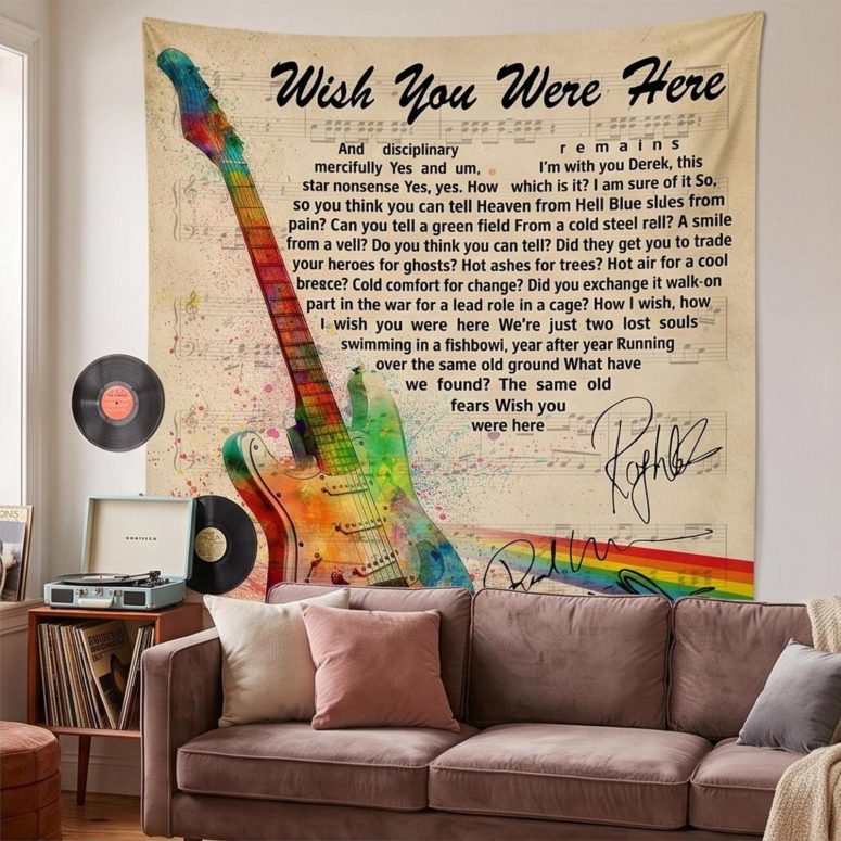 Pink Floyd Tapestry - Wish You Were Here Pink Floyd Sign Guitar Pink Floyd Tapestry - Wish You Were Here Pink Floyd Sign Guitar