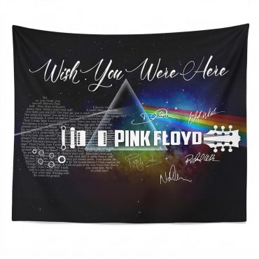 Pink Floyd Tapestry - Wish You Were Here With Guitar Typography And Signatures Pink Floyd Tapestry - Wish You Were Here With Guitar Typography And Signatures