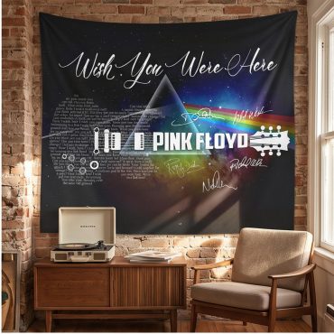 Pink Floyd Tapestry - Wish You Were Here With Guitar Typography And Signatures