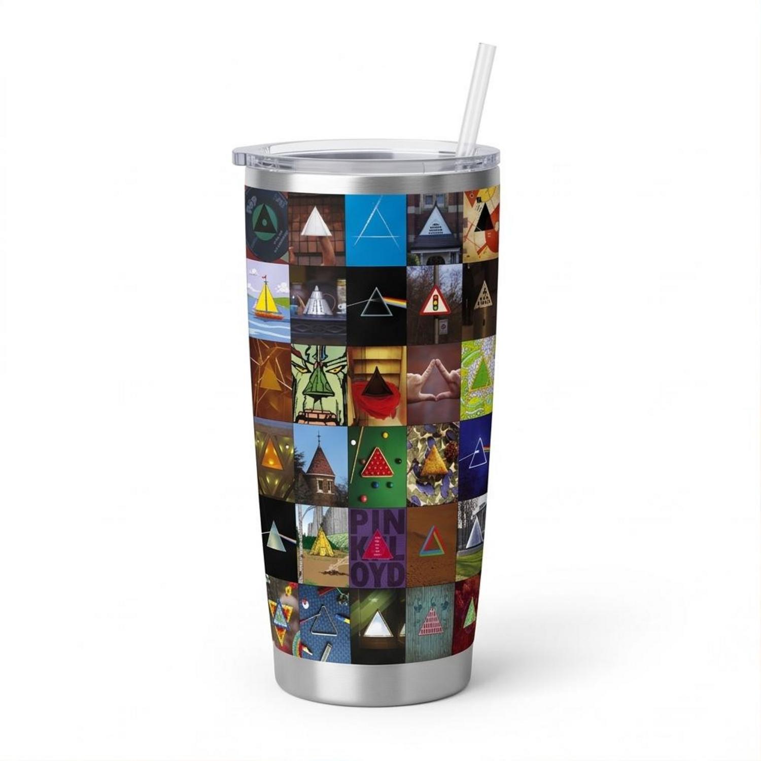 Pink Floyd Tumbler - Album Dark Side Of The Moon Collage Pink Floyd Tumbler - Album Dark Side Of The Moon Collage