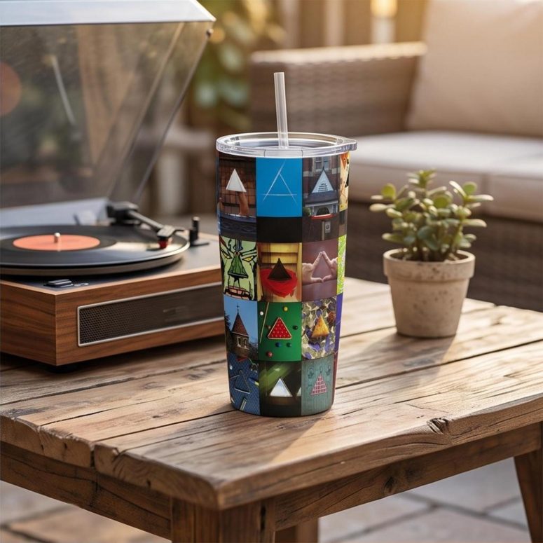 Pink Floyd Tumbler - Album Dark Side Of The Moon Collage Pink Floyd Tumbler - Album Dark Side Of The Moon Collage