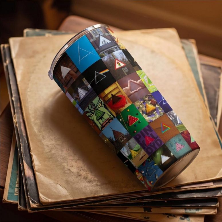 Pink Floyd Tumbler - Album Dark Side Of The Moon Collage Pink Floyd Tumbler - Album Dark Side Of The Moon Collage