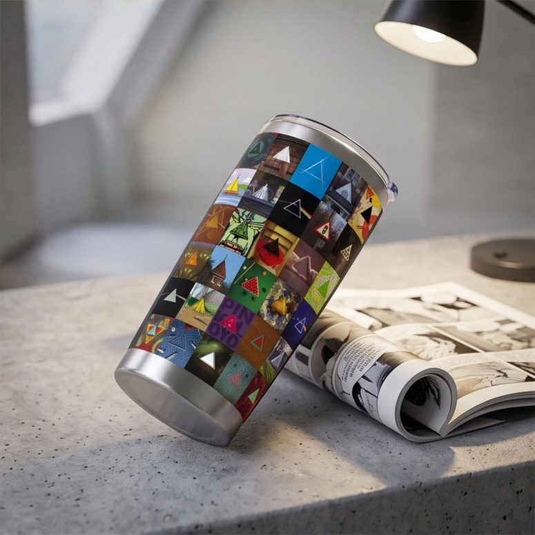 Pink Floyd Tumbler - Album Dark Side Of The Moon Collage Pink Floyd Tumbler - Album Dark Side Of The Moon Collage
