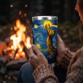 Pink Floyd Tumbler - Cat Starry Night Touching Moon Van Gogh DSOTM Pink Floyd Tumbler - Cat Starry Night Touching Moon Van Gogh DSOTM