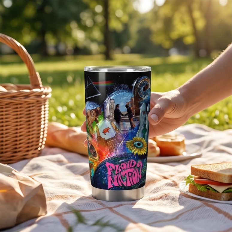 Pink Floyd Tumbler - DSOTM WYWH Animals Album Collage oil painting Pink Floyd Tumbler - DSOTM WYWH Animals Album Collage oil painting