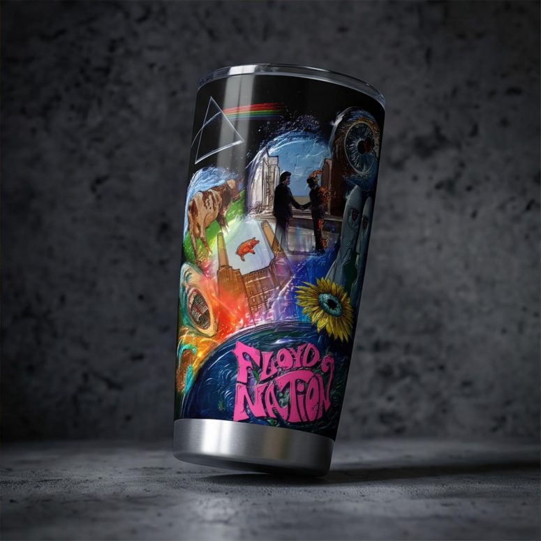 Pink Floyd Tumbler - DSOTM WYWH Animals Album Collage oil painting Pink Floyd Tumbler - DSOTM WYWH Animals Album Collage oil painting