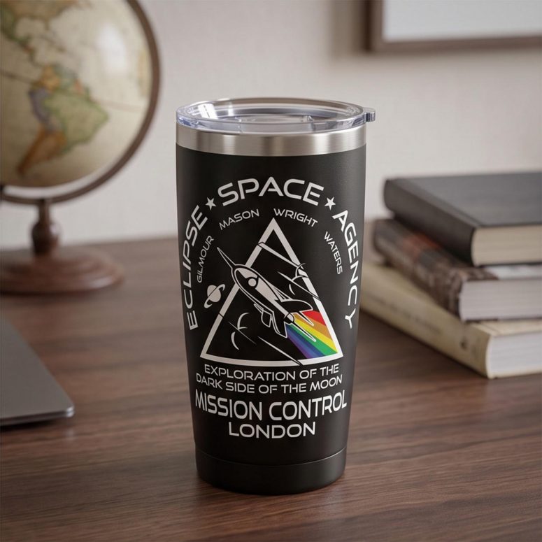 Pink Floyd Tumbler - Eclipse Space Agency Exploration of TDSOTM Mission Control London Pink Floyd Tumbler - Eclipse Space Agency Exploration of TDSOTM Mission Control London