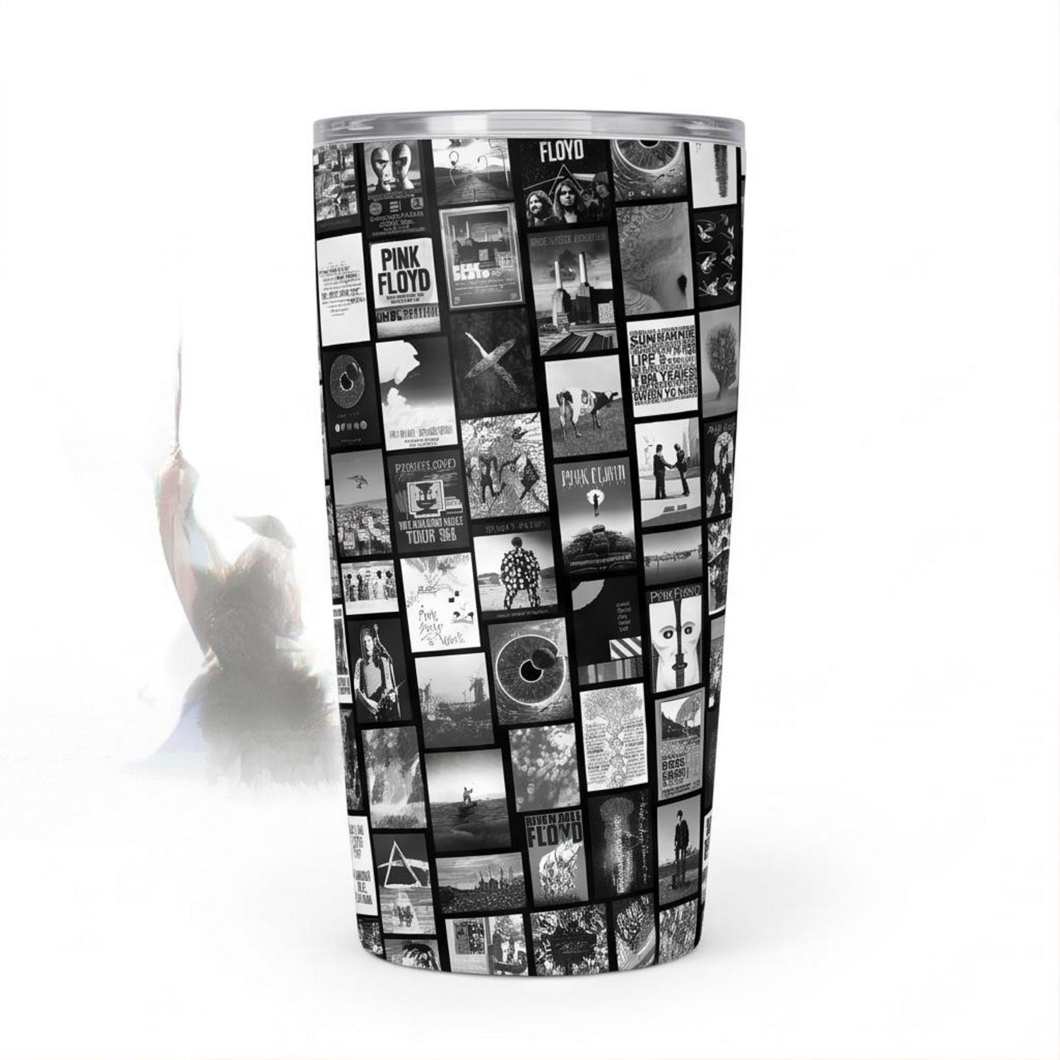 Pink Floyd Tumbler - Pink Floyd Artwork Poster Collage Black White Pink Floyd Tumbler - Pink Floyd Artwork Poster Collage Black White