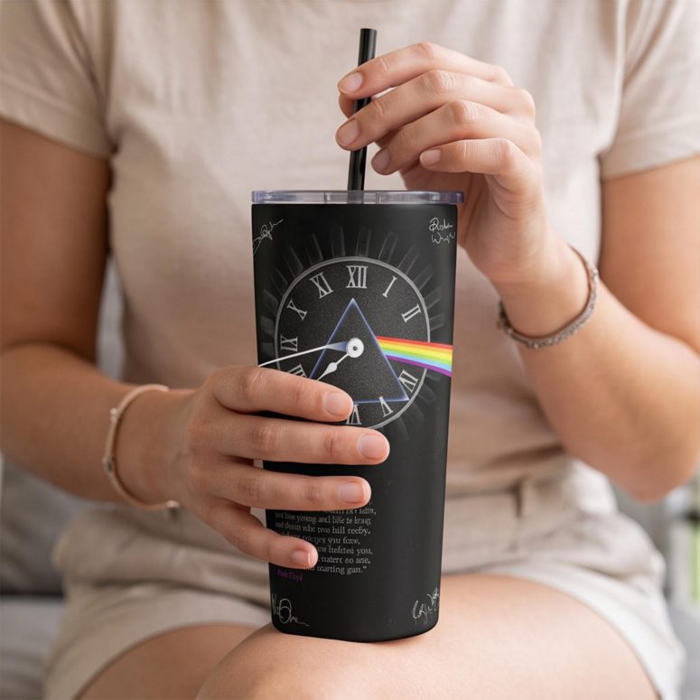 Pink Floyd Tumbler - Pink Floyd quote Time Art Pre Signed
