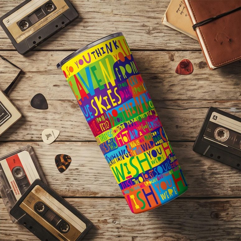 Pink Floyd Tumbler - Pink Floyd Wish You Were Here Limited Edition Art Print Signed LyricArt