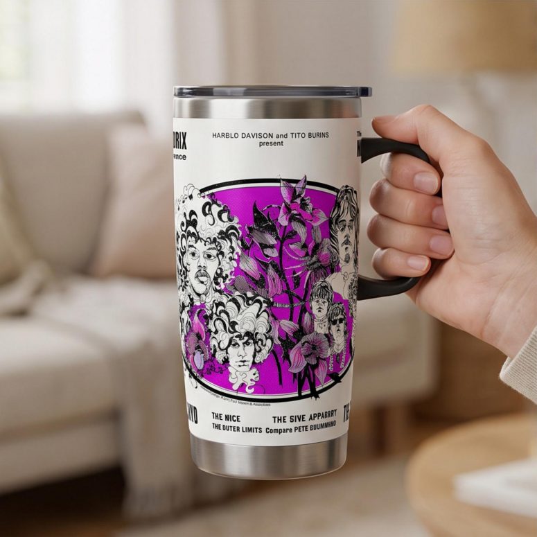 Pink Floyd Tumbler - Tallenge Pink Floyd And Jimi Hendrix 1967 Vintage UK Concert Pink Floyd Tumbler - Tallenge Pink Floyd And Jimi Hendrix 1967 Vintage UK Concert