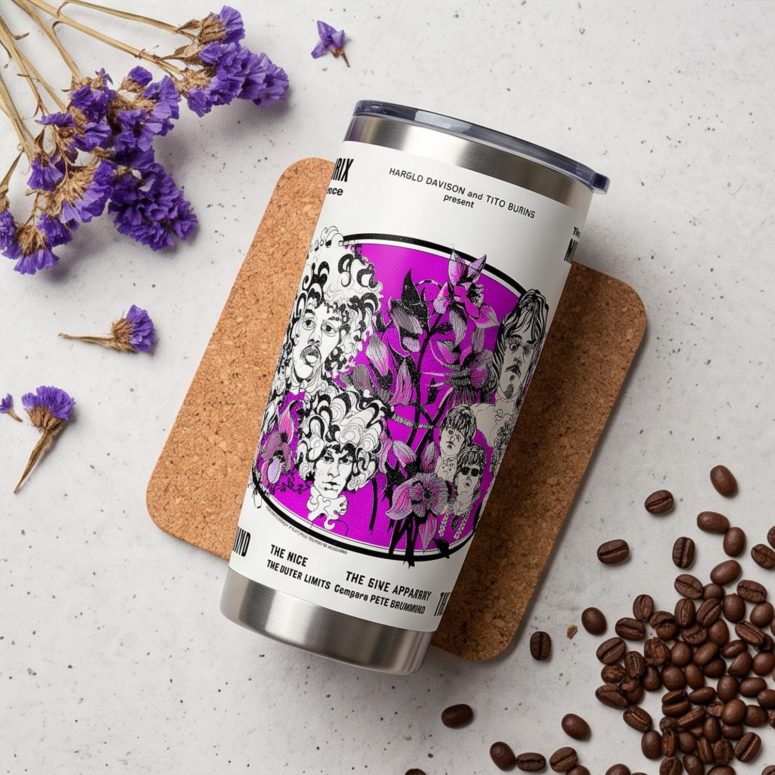 Pink Floyd Tumbler - Tallenge Pink Floyd And Jimi Hendrix 1967 Vintage UK Concert Pink Floyd Tumbler - Tallenge Pink Floyd And Jimi Hendrix 1967 Vintage UK Concert