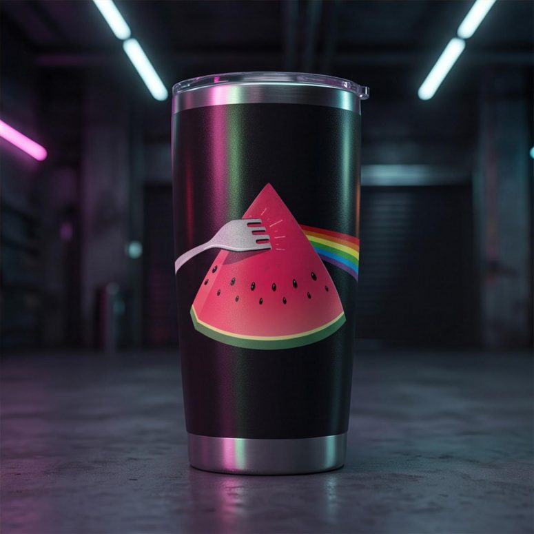 Pink Floyd Tumbler - The Fork Side of the Watermelon Pink Floyd Tumbler - The Fork Side of the Watermelon