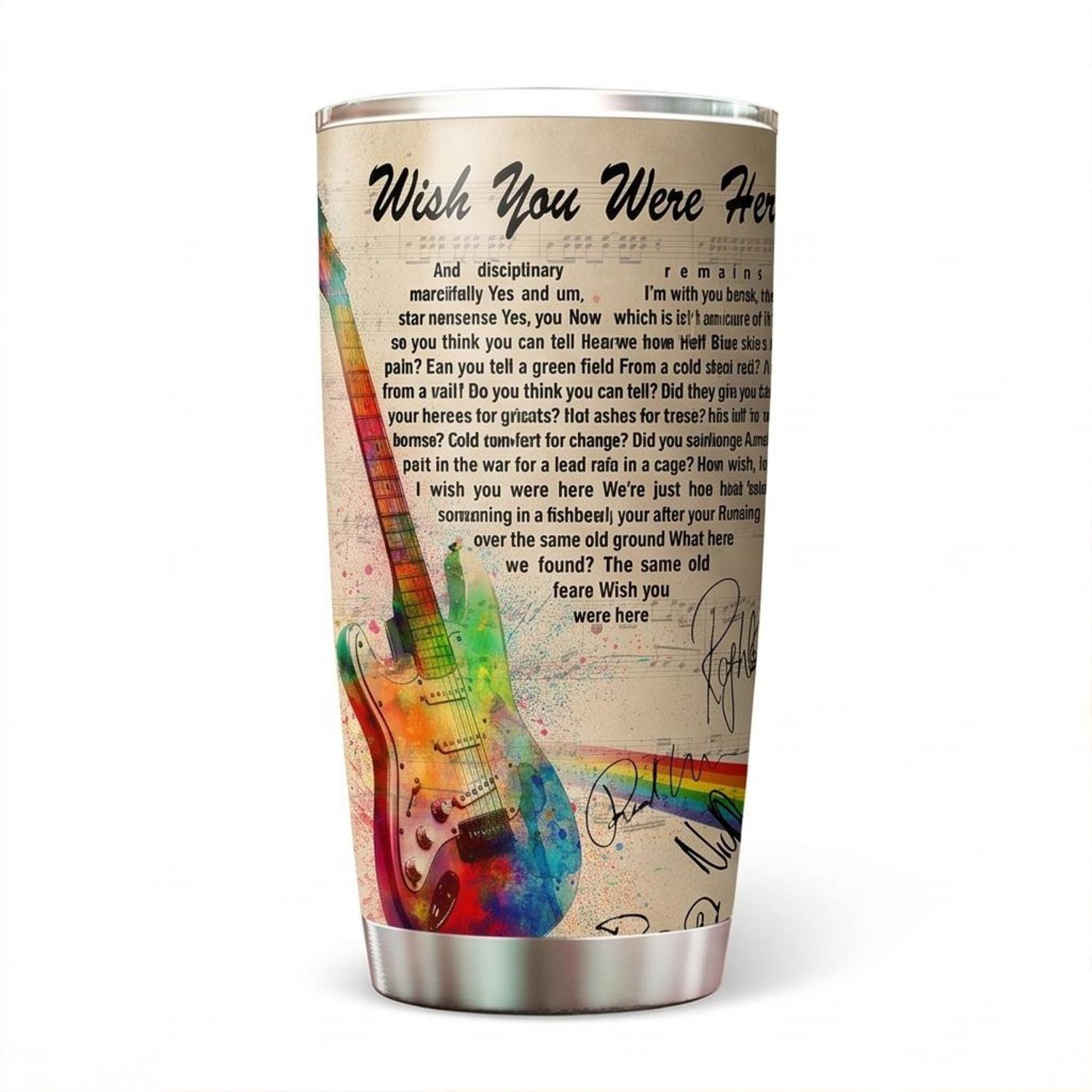 Pink Floyd Tumbler - Wish You Were Here Pink Floyd Sign Guitar Pink Floyd Tumbler - Wish You Were Here Pink Floyd Sign Guitar