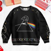 Pink Floyd Ugly Christmas Sweater - Cat Playing With Dark Side Of The Moon