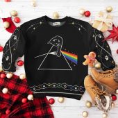 Pink Floyd Ugly Christmas Sweater - Cat Playing With Dark Side Of The Moon