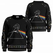 Pink Floyd Ugly Christmas Sweater - Cat Playing With Dark Side Of The Moon