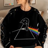Pink Floyd Ugly Christmas Sweater - Cat Playing With Dark Side Of The Moon