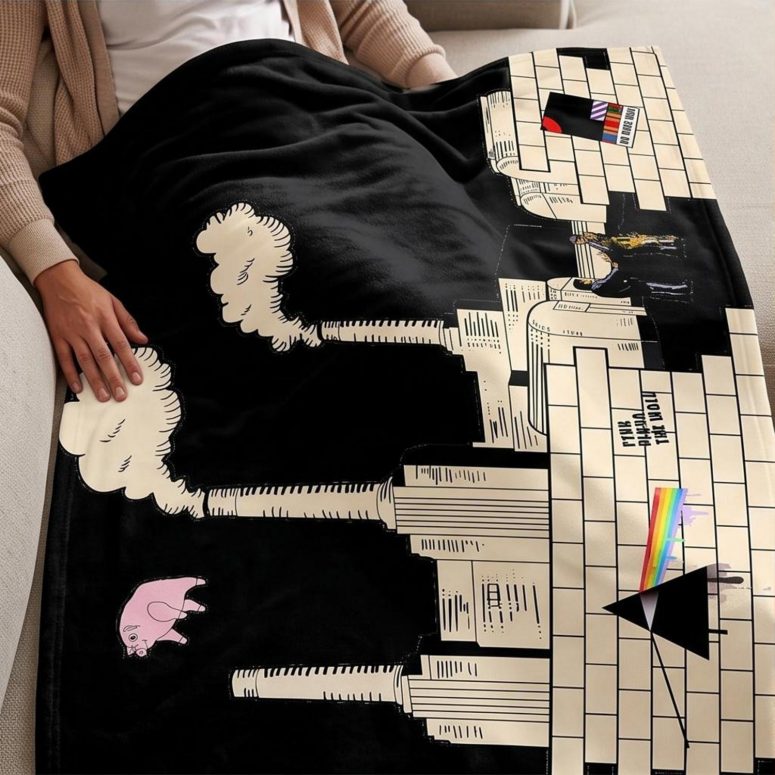 Pink Floyd Velveteen Plush Blanket - Album Art DSOTM Animals The Wall Pink Floyd Velveteen Plush Blanket - Album Art DSOTM Animals The Wall