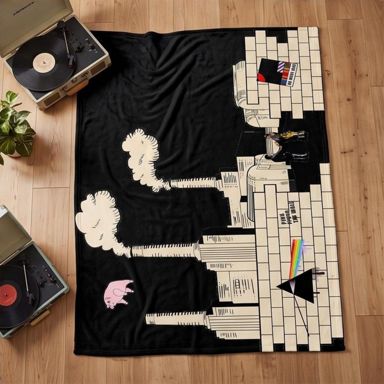 Pink Floyd Velveteen Plush Blanket - Album Art DSOTM Animals The Wall Pink Floyd Velveteen Plush Blanket - Album Art DSOTM Animals The Wall